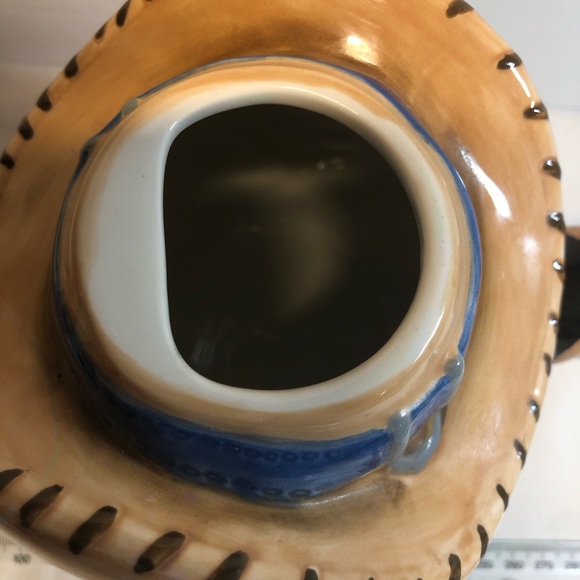 Unique Porcelain Cowboy Coffee Pot Red Bandana Whimsical China Teapot - Picture 7 of 11